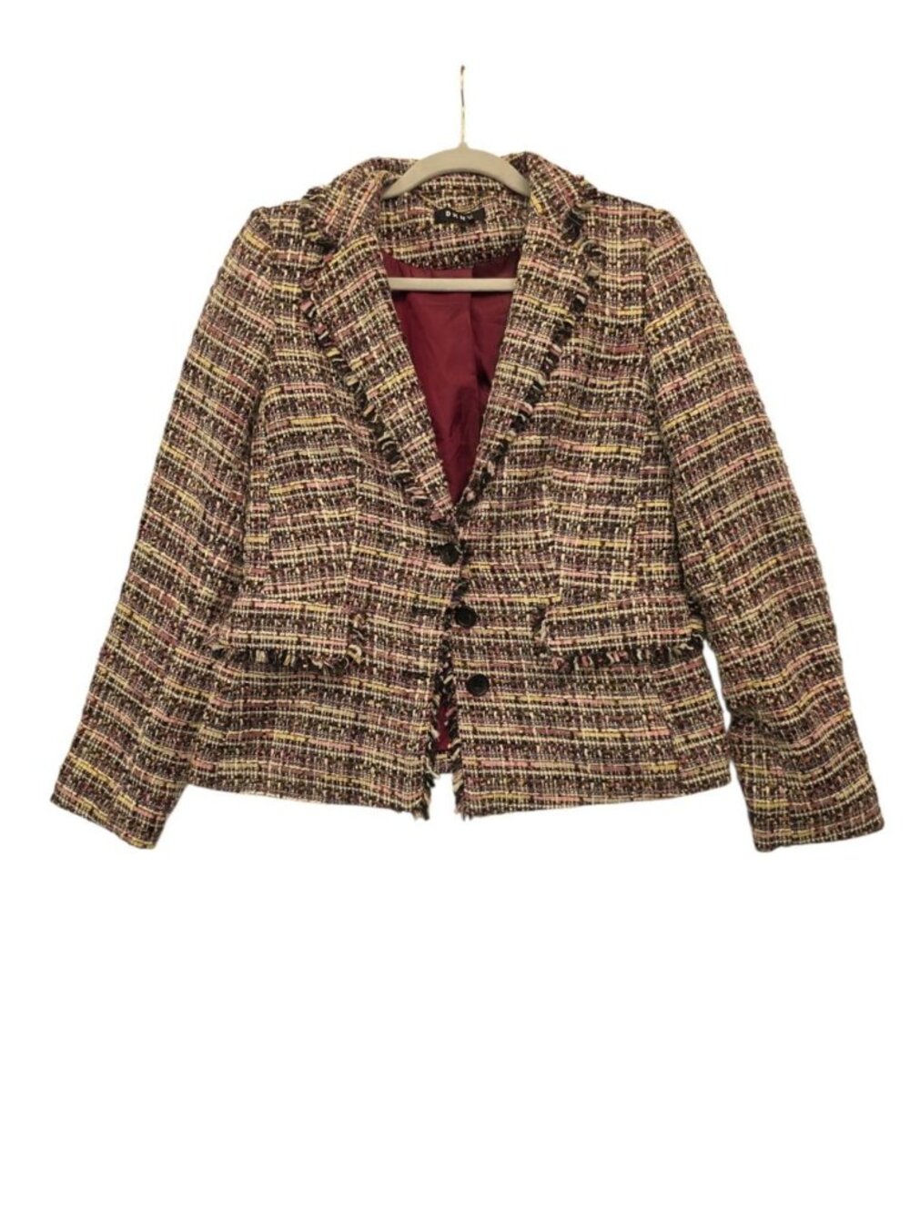 DKNY Plaid Multicolor Tweed Jacket Women's Size 8 Business Official Party